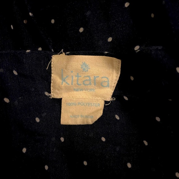 100% Polyester Scarf, 70”L X 26”W, beautiful navy blue with white polka dots - Picture 4 of 4